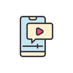 Poster - Mobile Phone Streaming Video With Media Player Icon On Screen