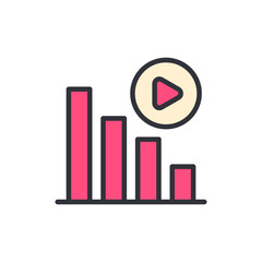Poster - Declining Statistics Combined With a Media Play Button Icon Illustration