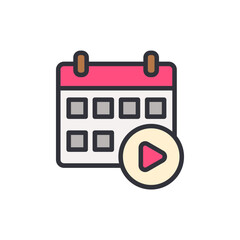 Poster - Event Schedule With Play Button For Video Tutorial On Calendar