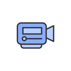 Poster - Stylized Blue Camcorder Depicting Media Recording Technology