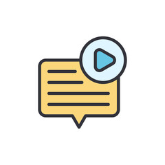 Poster - Play Icon Combined With A Message Bubble For Video Content