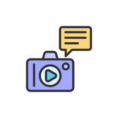 Poster - Camera Icon With Chat Bubble For Digital Communication And Sharing