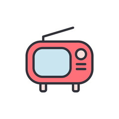 Poster - Retro Television Illustration With Antenna And Controls On A Transparent Layout