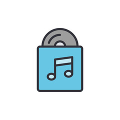 Poster - Stylized Vinyl Record With Musical Note For Digital Media Artwork