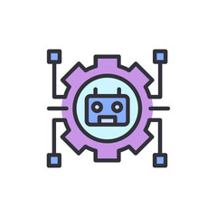Poster - Stylized Representation Of Robot Technology Integrated With Cogwheel Design