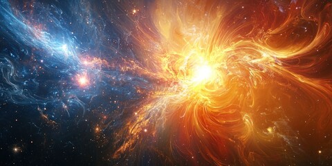 Wall Mural - a galactic explosion resembling a fusion of supernovas and swirling energy fields