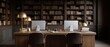 © Богдан Скрипник - Elegant law firm workspace with dual monitors and legal documents in classic library setting