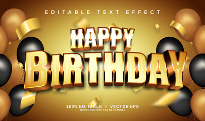 Poster - happy birthday vector text effect with modern style design