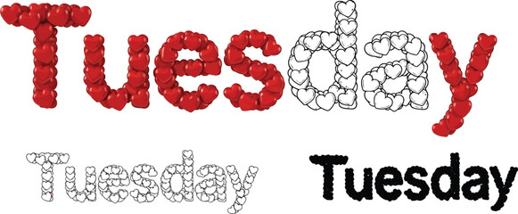 Poster - Tuesday hearts day valentine love romantic greeting card illustration vector graphic design element