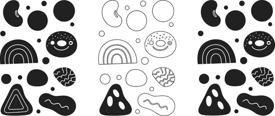 Poster - Black and white abstract shapes vector design elements for graphic design and creative projects art print