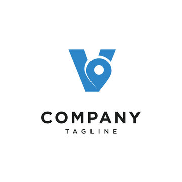 Letter V Location Logo Icon Vector