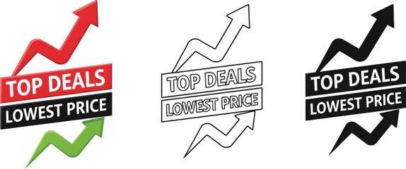 Poster - Find top deals and lowest prices now sale promotion vector graphic design element for marketing campaign