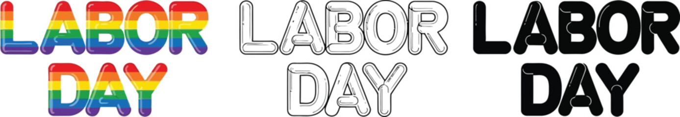 Poster - Labor day vector design with rainbow colors and outline and black fill for graphic design use isolated