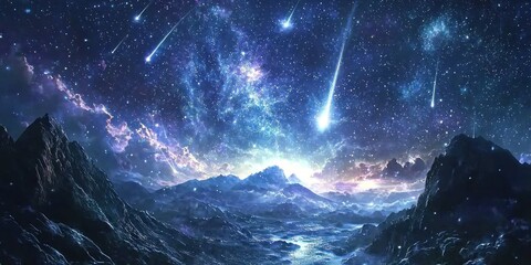 Wall Mural - a magical gateway in deep space, with swirling celestial colors and shooting stars