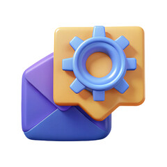 Aufkleber - 3D Rendered Email Settings Icon with Gear on Speech Bubble and Envelope on Transparent Background for Web Design