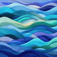 Poster - Abstract Blue Green Wave Mosaic Pattern