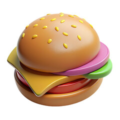 Poster - Delicious 3D Burger Icon with Transparent Background A Modern and Unique Design for Food and Restaurant Concepts
