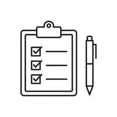 Poster - Checklist on clipboard vector line icon representing task management to do list survey form and project planning organization document