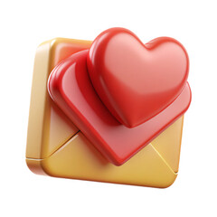 Poster - Envelope with Double Hearts 3D Icon on Transparent Background for Message and Communication Design