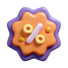 Poster - Purple and Orange Percentage Sign 3D Icon on Transparent Background for Discount and Promotion