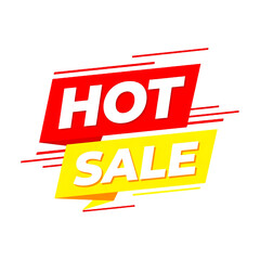 Poster - Red and yellow hot sale banner with white text isolated on a transparent background promotion discount