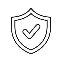 Poster - Security shield icon with check mark for protection safety and insurance verification showing verified privacy and antivirus defense system symbol