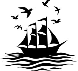  silhouette of a ship, ship, sea, boat, sail, sailboat, sailing, ocean, water, yacht, vessel, travel, pirate, old, nautical, sky, mast, sunset, silhouette, vintage, transportation, tall, cruise, marine