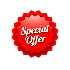 Poster - Red starburst badge with white text Special Offer isolated on a transparent background image