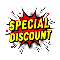 Poster - Yellow Special Discount Text on Red Burst with Stars isolated on a transparent background sale offer 1