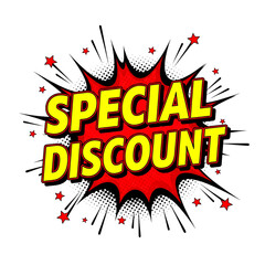 Poster - Yellow Special Discount Text on Red Burst with Stars isolated on a transparent background sale offer