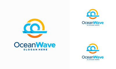 Aufkleber - Modern Iconic Ocean Wave logo with waves. Vector illustration