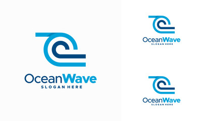 Aufkleber - Modern Iconic Ocean Wave logo with waves. Vector illustration