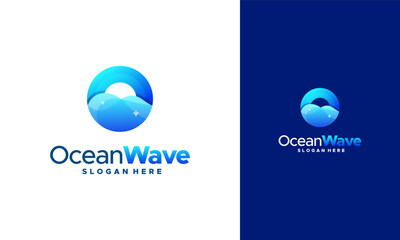 Aufkleber - Modern Iconic Ocean Wave logo with waves. Vector illustration