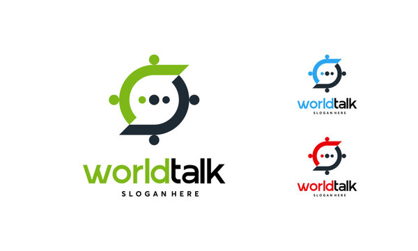 World Forum logo designs concept vector, World Talk logo symbol designs, Discuss symbol