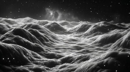 Wall Mural - Abstract Space Landscape With Glittering Mountains