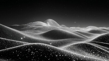 Wall Mural - Abstract Digital Space Landscape With Sparkling Hills