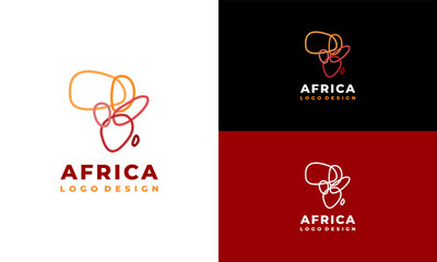 Aufkleber - Line art Africa Map logo template, African Logo designs concept vector illustration