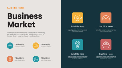 Poster - Digital Business Market Infographic. Featuring Key Insights and Growth Statistics for Entrepreneurs or Investors, presentations diagram template, process, chart workflow, banner layout, info graph