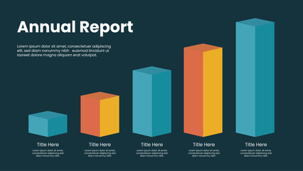 Poster - Annual Report Visualization Showing Growth in Business Performance With Colorful Bar Graph Illustrations for presentations diagram template, process, chart workflow, banner layout, info graph concept