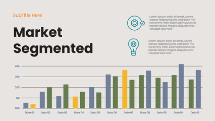 Poster - Market Segmented Data Analysis. Colorful Charts and Graphs for Financial Trends and Business Strategies for presentations diagram template, process, chart workflow, banner layout, info graph concept