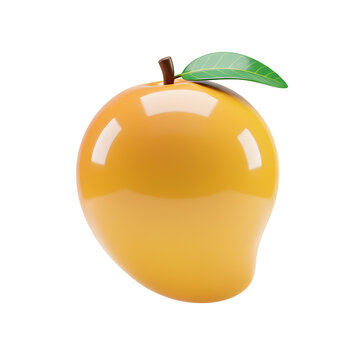 Vibrant Yellow Mango with Green Leaf on Transparent Background a 3d Rendering of a Single Tropical Fruit Ready to Eat for Healthy Diet