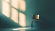 © Ubix - Solitary Seat and Shadow: A solitary chair stands in a room, bathed in sunlight that casts a striking shadow, creating a scene of minimalism and contemplation.