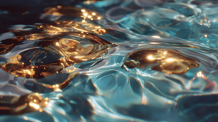 Poster - an abstract composition generated by the reflection of light on a water or glass surface. The reflection distorts and fragments the surrounding environment,