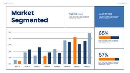 Poster - Market Segmentation Data Analysis Infographic Showing Growth Trends Statistical Insights with Colorful Bar Chart for presentations diagram, process, chart workflow, banner layout, info graph concept