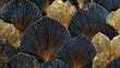 © Sahal - Dark Navy Blue And Gold Decorative Fan Shaped Pattern