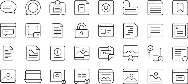 Communication and media icons chat bubble document