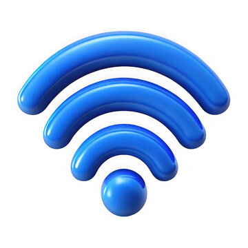 Shiny blue wifi symbol isolated on transparent background