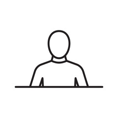 Fototapete - User icon of a person behind a desk representing a customer service agent support staff or speaker giving a presentation at a desk