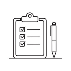 Poster - Clipboard with checklist and pen icon for task management project planning and to do list a symbol for survey inspection or completed work