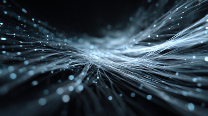 Aufkleber - A mesmerizing display of flowing digital lines and glowing particles in a dark setting, symbolizing innovation and connectivity.